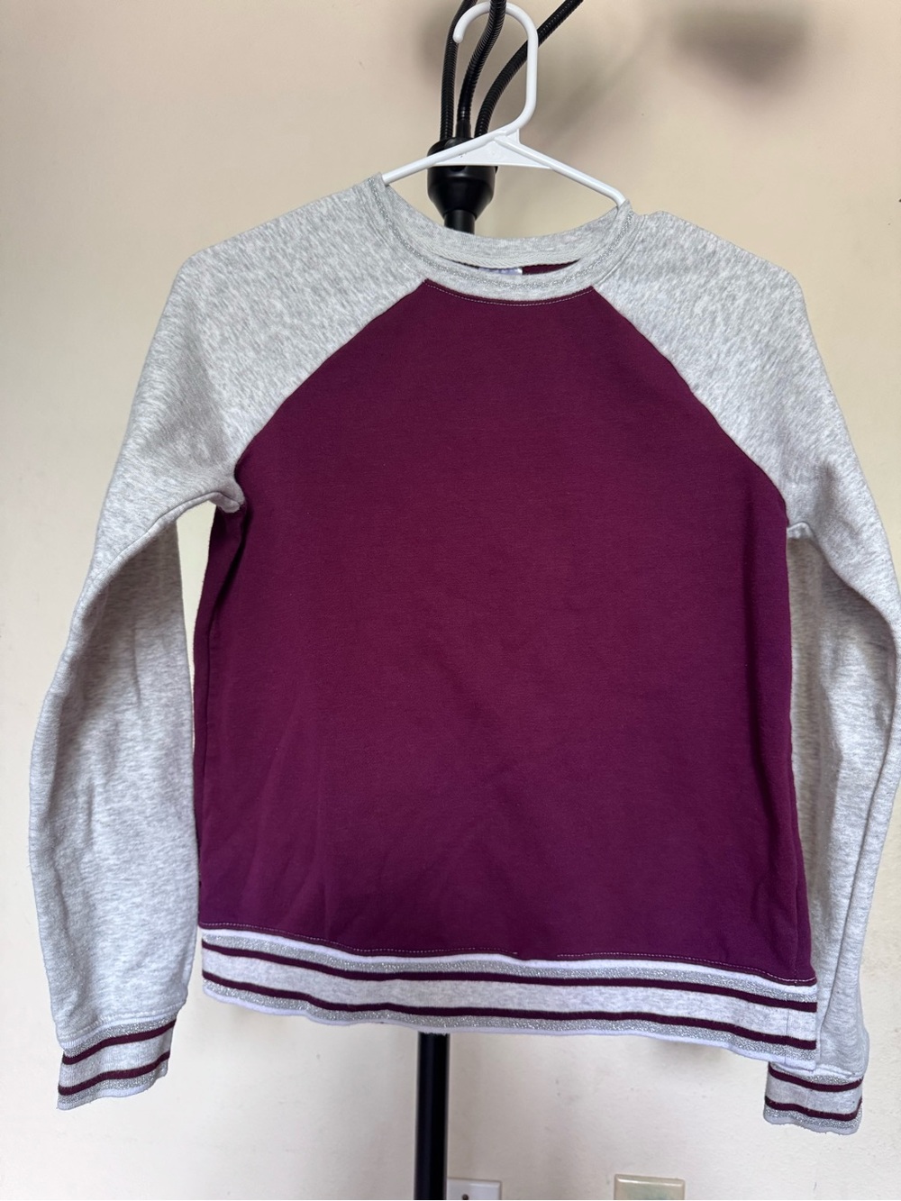 Athletic Works Maroon and Heather Gray Raglan Crewneck Sweatshirt